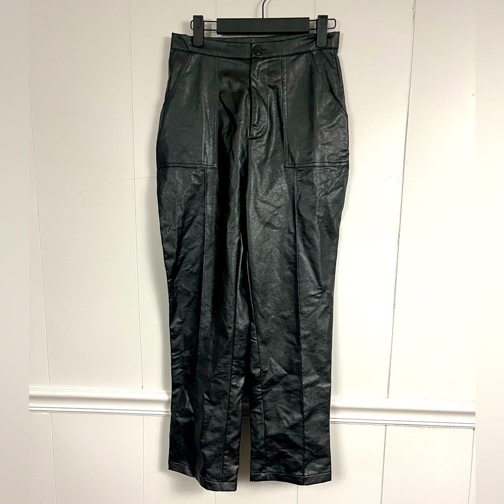 Princess Polly Faux Leather Black Pants Straight Leg Size 4